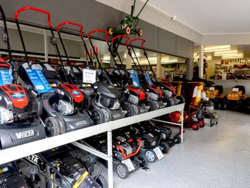 Push and Ride on mowers on display